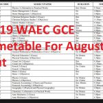 2019 WAEC GCE Timetable For August/September