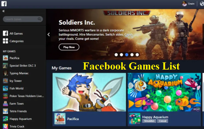 Facebook Games List