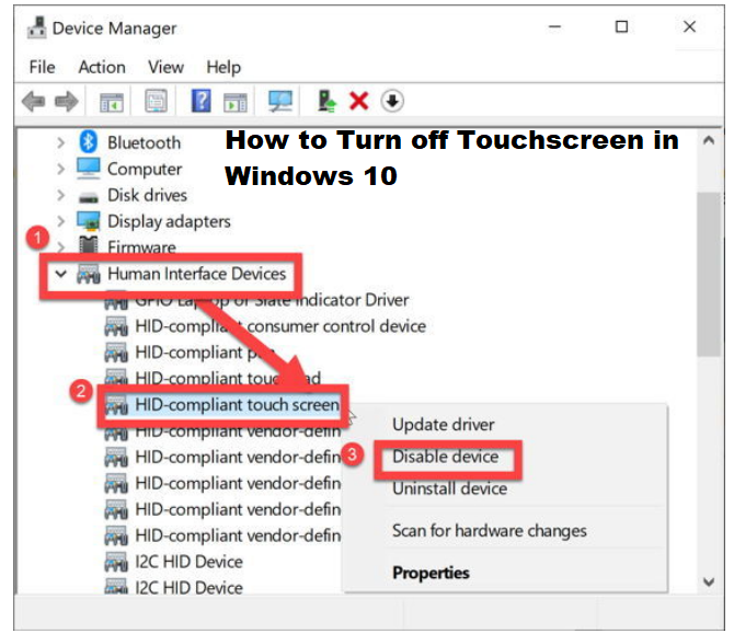 How to Turn off Touchscreen in Windows 10