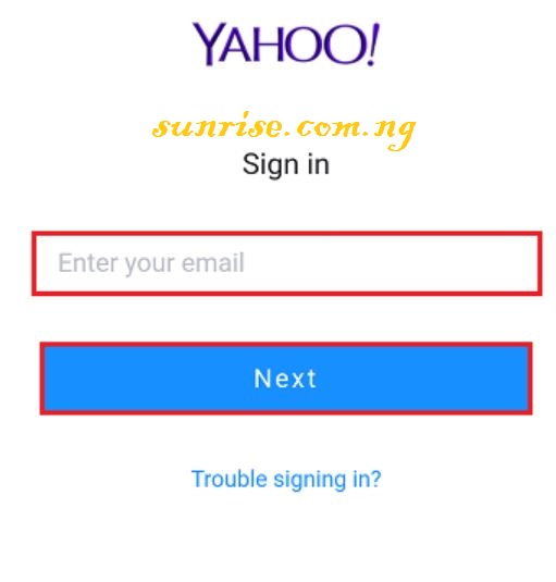 yahoo mail login page on android